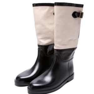 Burberry Warrington Bimaterial Rubber & Canvas Rain Boot